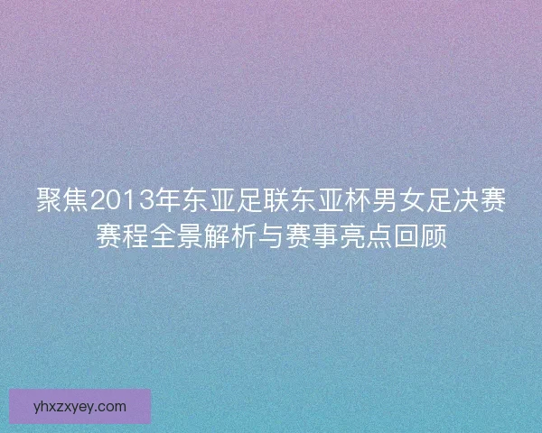聚焦2013年东亚足联东亚杯男女足决赛赛程全景解析与赛事亮点回顾
